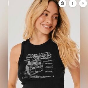 Hollister Black Graphic Ribbed Tank Top